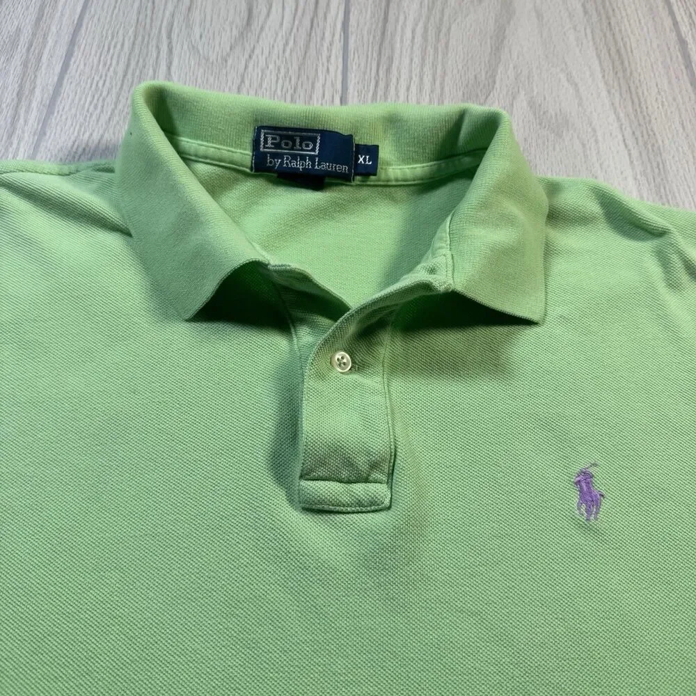 Vintage Polo Ralph Lauren Golf Shirt Mens XL Lime Green Pony Logo Preppy Classic